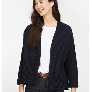 Barbour Stitch Guernsey Cardigan Sweater Womens Medium Navy Blue